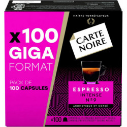 CARTE NOIRE - Café Espresso Intense N°9 Compatibles Nespresso - Paquet de 100 capsules Sonico.fr