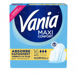 VANIA - Maxi Confort Normal + Plus Parfum Fresh Serviettes hygiéniques - paquet de 16 serviettes Sonico.fr