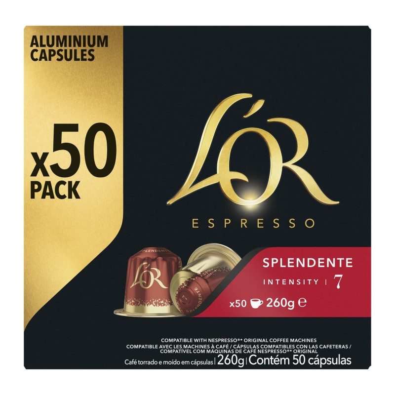 L'OR - Splendente Intensité 7 - boite de 50 capsules de café compatibles Nespresso Sonico.fr