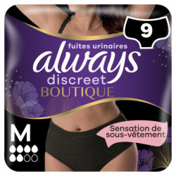 ALWAYS - Discreet Culottes Noires Plus Taille M Fuites Urinaires - 9 Culottes Sonico.fr