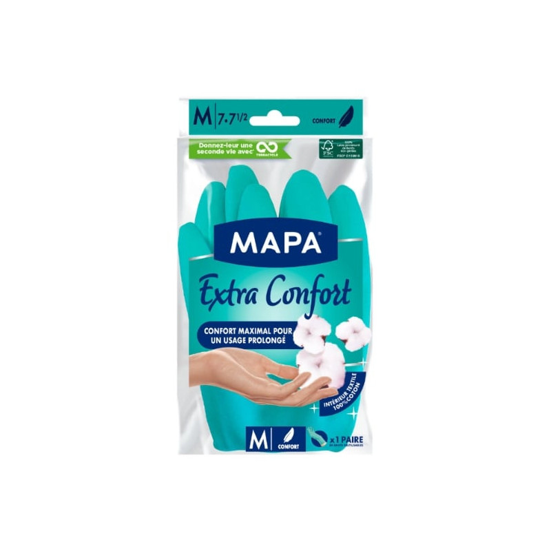 MAPA - Gants de ménage Extra Confort Taille M 7-7 1/2 - Une paire de gants Sonico.fr