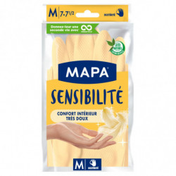 MAPA - Gants de ménage Sensibilité Latex Satiné Taille M - paquet de une paire de gants Sonico.fr