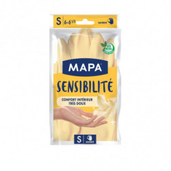 MAPA - Gants de ménage Sensibilité Latex Satiné Taille S - paquet de une paire de gants Sonico.fr