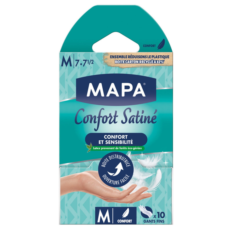 MAPA - Confort Satinée Taille M Gants fins - boite de 10 gants Sonico.fr