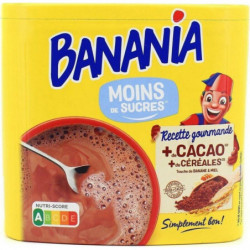 BANANIA - Moins de sucres Chocolat En Poudre - boite de 380 g Sonico.fr
