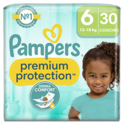 PAMPERS - Premium Protection Taille 6 13kg+ Couches Bébé - paquet de 30 couches Sonico.fr