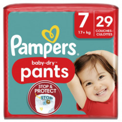 PAMPERS - Baby-Dry Pants Taille 7 17Kg+ Couches-Culottes - paquet de 29 couches Sonico.fr