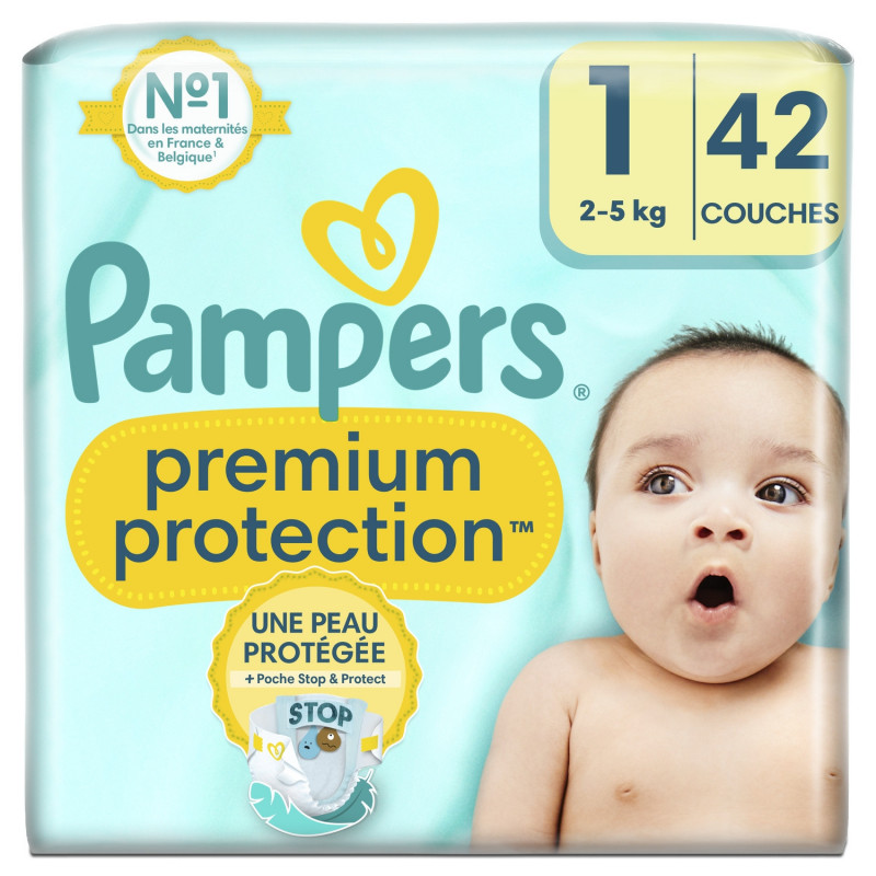 PAMPERS - Premium Protection New Baby - Couches taille 1 (2-5 kg) - 42 couches Sonico.fr