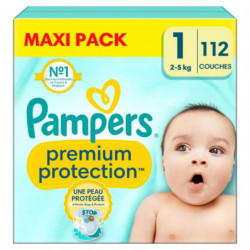 PAMPERS - Premium Protection New Baby - Couches taille 1 (2-5 kg) - 112 couches Sonico.fr