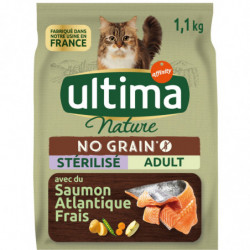 ULTIMA - Croquettes No Grain Chat Sterilisé Adult Saumon Sans Céréales - sac de 1,1 kg Sonico.fr
