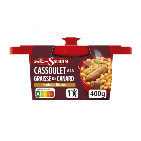 WILLIAM SAURIN - Cassoulet de Porc à la Graisse Canard Haricots Blanc Plat cuisiné - Cocotte de 400 g Sonico.fr