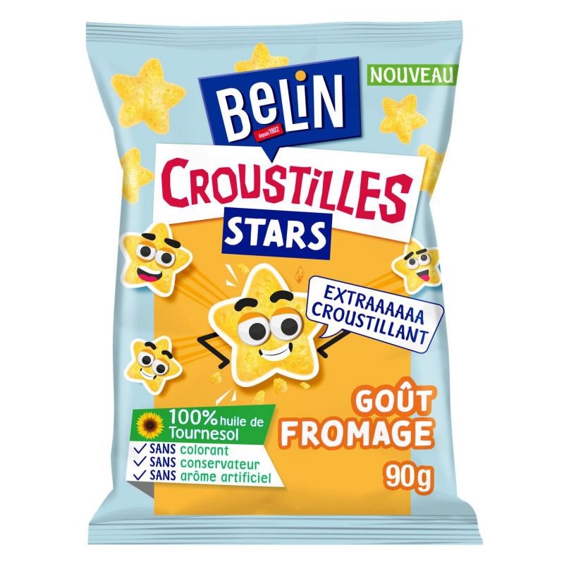 BELIN - Croustilles Stars gout Fromage Biscuits apéritifs - sachet de 90 g Sonico.fr