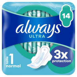 ALWAYS - Ultra Normal Avec Ailettes Taille 1 - paquet de 14 serviettes hygiéniques Sonico.fr