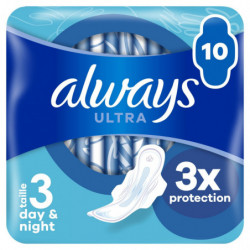 ALWAYS - Ultra Day and Night Avec Ailettes Taille 3 - paquet de 10 serviettes hygiéniques Sonico.fr