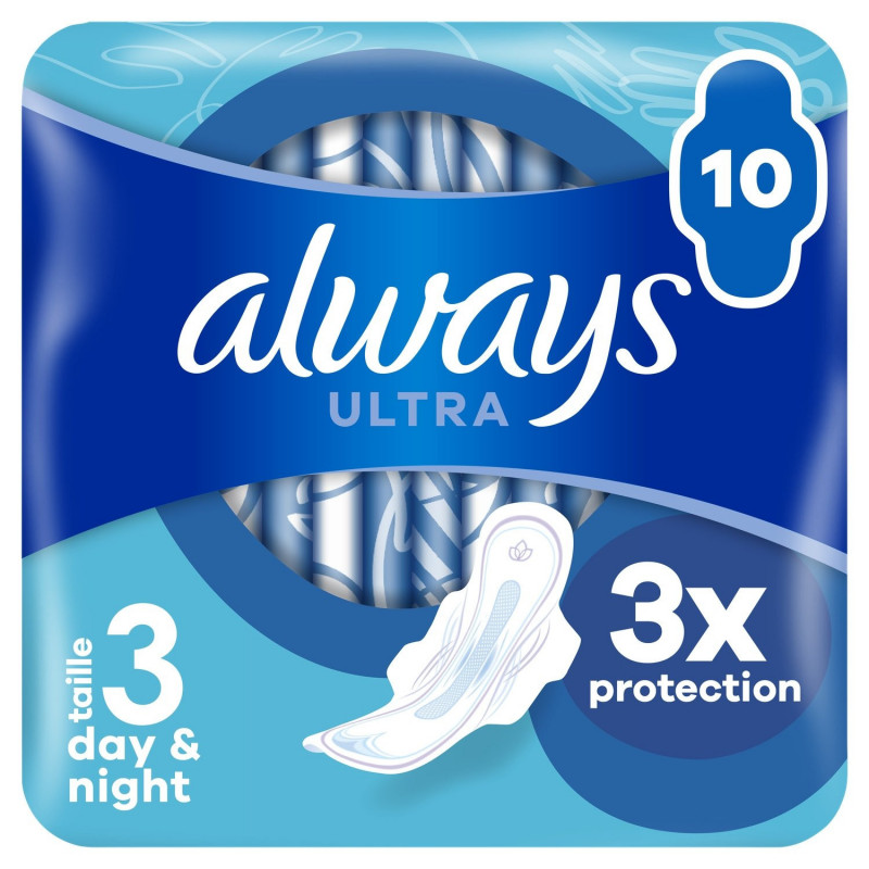 ALWAYS - Ultra Day and Night Avec Ailettes Taille 3 - paquet de 10 serviettes hygiéniques Sonico.fr