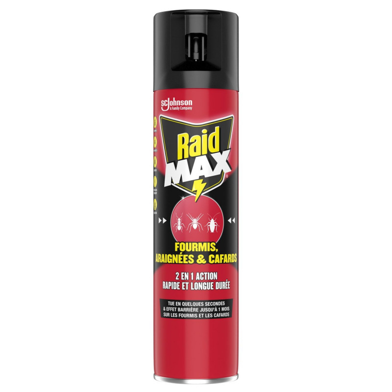 RAID - Max Insecticide Fourmis Araignées Cafards - spray de 400 ml Sonico.fr