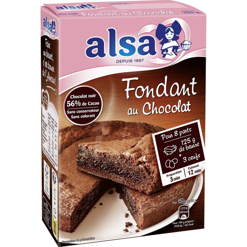 ALSA - Préparation gâteau Fondant au chocolat - boite de 320 g Sonico.fr