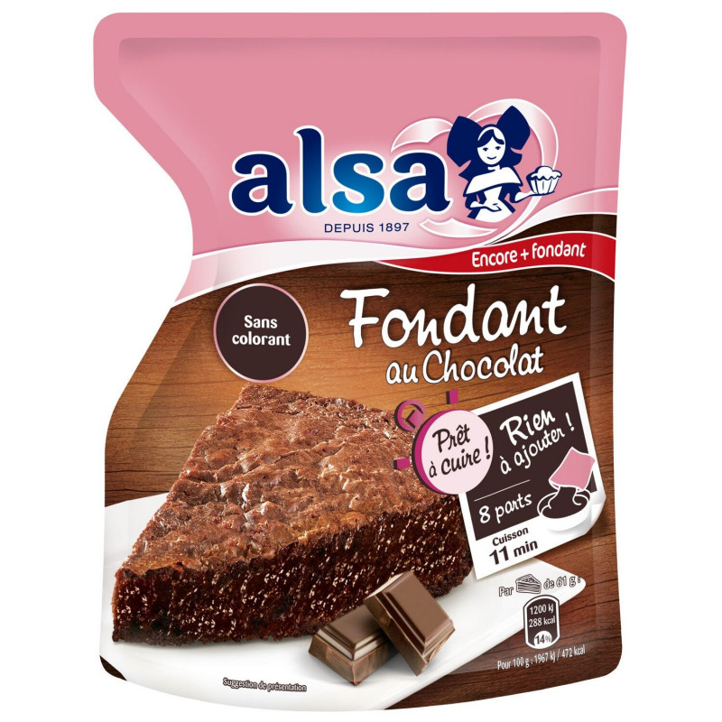 ALSA - Préparation gâteau Fondant au chocolat Prêt à Cuire - sachet de 500 g Sonico.fr