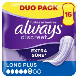ALWAYS - Discreet Long Plus 6 gouttes Serviettes incontinence - Paquet de 16 serviettes Sonico.fr
