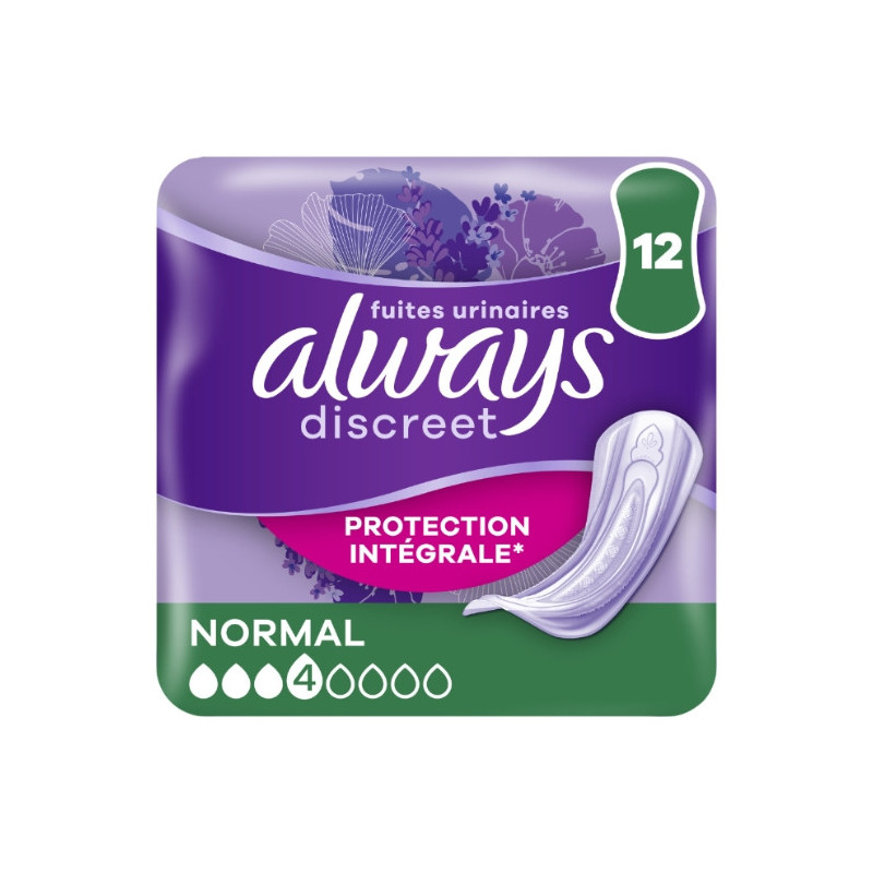 ALWAYS - Discreet Normal 4 gouttes Serviette Incontinence - paquet de 24 serviettes Sonico.fr