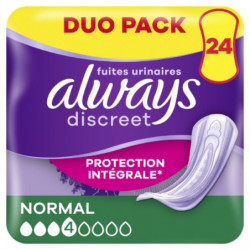 ALWAYS - Discreet Normal 4 gouttes Serviette Incontinence - paquet de 12 serviettes Sonico.fr