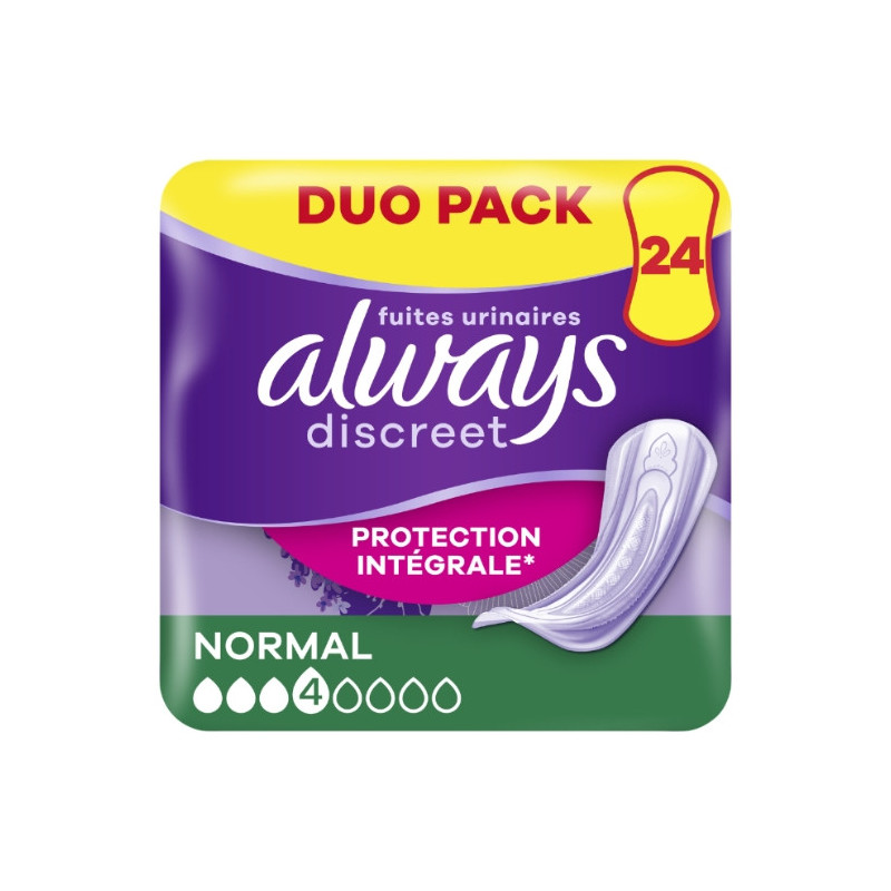 ALWAYS - Discreet Normal 4 gouttes Serviette Incontinence - paquet de 12 serviettes Sonico.fr