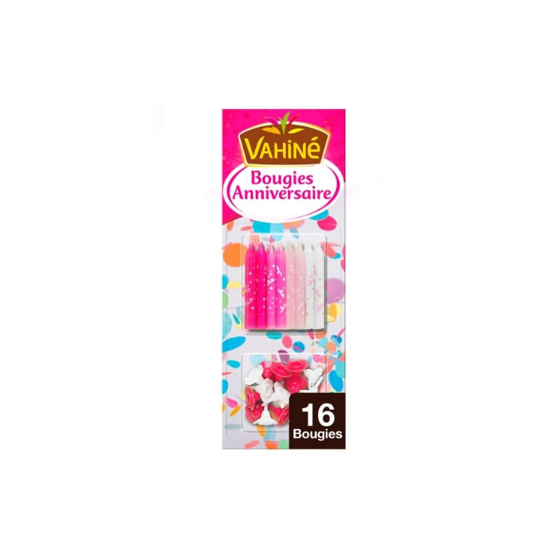 VAHINE - Bougies anniversaires Roses - paquet de 16 bougies Sonico.fr