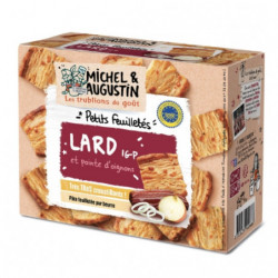 MICHEL ET AUGUSTIN - Petits feuilletés au lard du Sud-Ouest et pointe doignons Biscuits apéritifs - boite de 80 g Sonico.fr