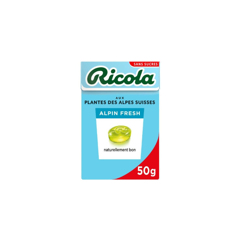 RICOLA - Alpin Fresh Bonbons sans sucres - boite de 50 g Sonico.fr