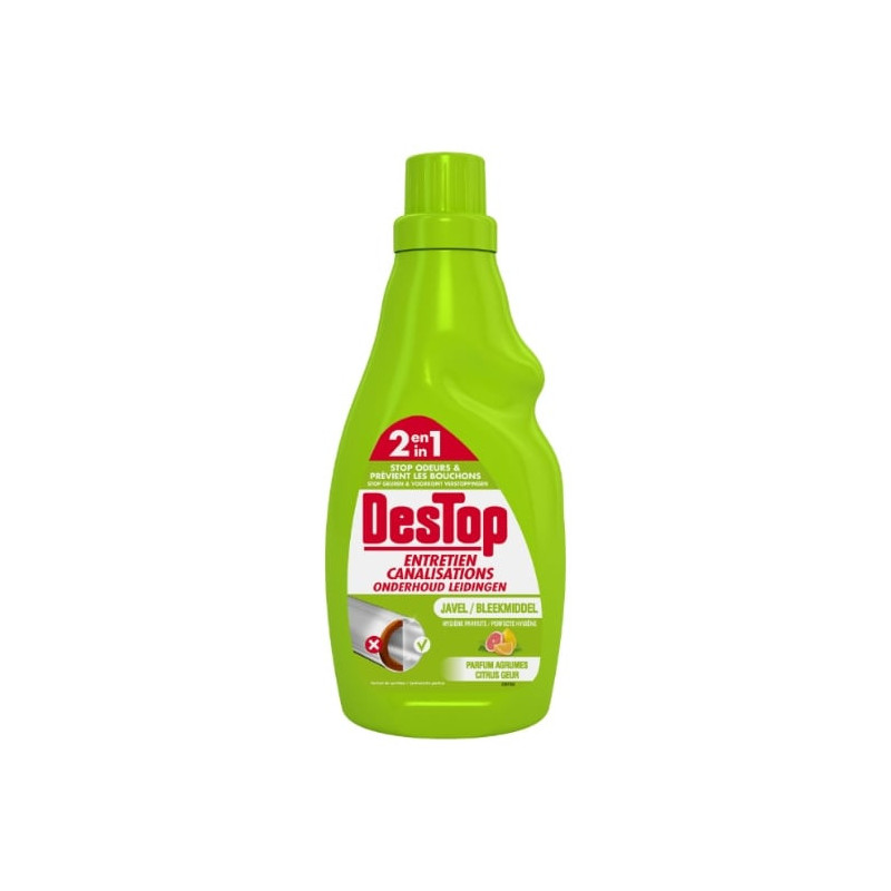 DESTOP - Javel Fraîcheur Agrumes Gel Entretien Canalisation -  flacon de 750 ml Sonico.fr