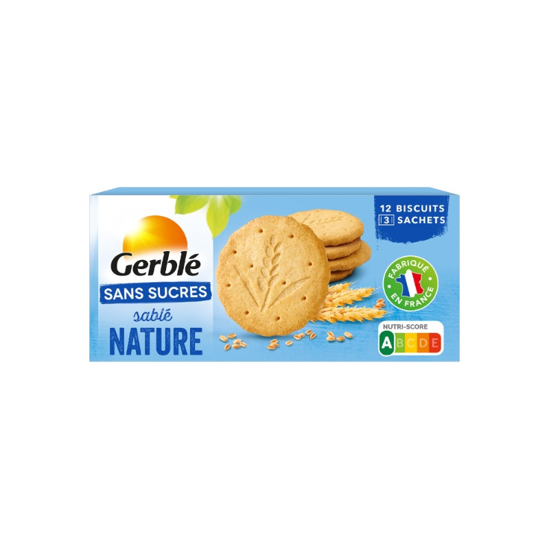 GERBLE - Biscuit Sablé Nature Sans Sucres - boîte de 132 g Sonico.fr