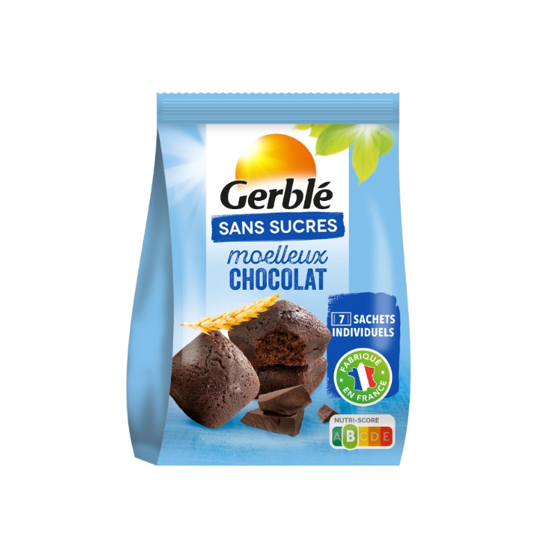 GERBLE - Moelleux Chocolat Sans Sucres - sachet de 196 g Sonico.fr