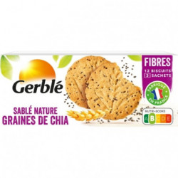 GERBLE - Biscuits Sablé Nature Graines de Chia Fibres - boîte de 132 g Sonico.fr