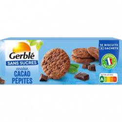GERBLE - Biscuit Cookie Cacao Pépites Sans Sucres - boîte de 130 g Sonico.fr