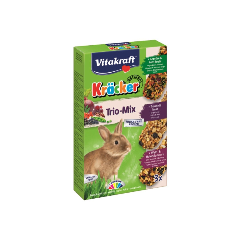 VITAKRAFT - Kräckers Trio-Mix Aliment pour lapin nain - boite de 168 g Sonico.fr