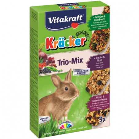 VITAKRAFT - Kräckers Trio-Mix Aliment pour lapin nain - boite de 168 g Sonico.fr