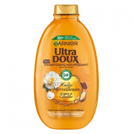 ULTRA DOUX - Shampooing Nourrissant Huiles Merveilleuses Argan Camélia - flacon de 600 ml Sonico.fr