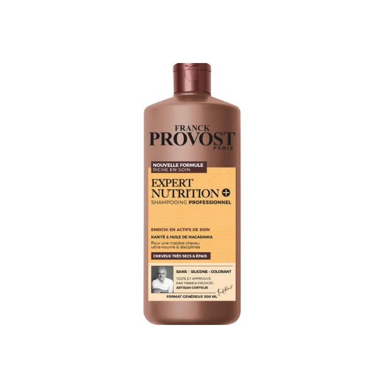 FRANCK PROVOST - Expert Nutrition Karité Macadamia Shampoing Professionnel Sans Silicone - flacon de 500 ml Sonico.fr