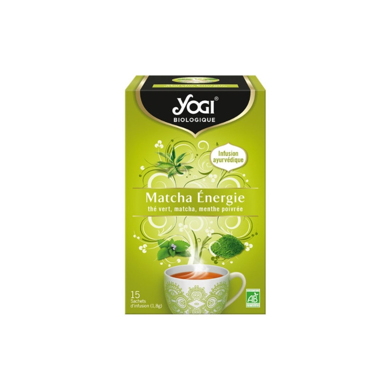 YOGI - Matcha Energie Thé vert Infusion ayurvédique Bio - boite de 15 sachets - 27 g Sonico.fr