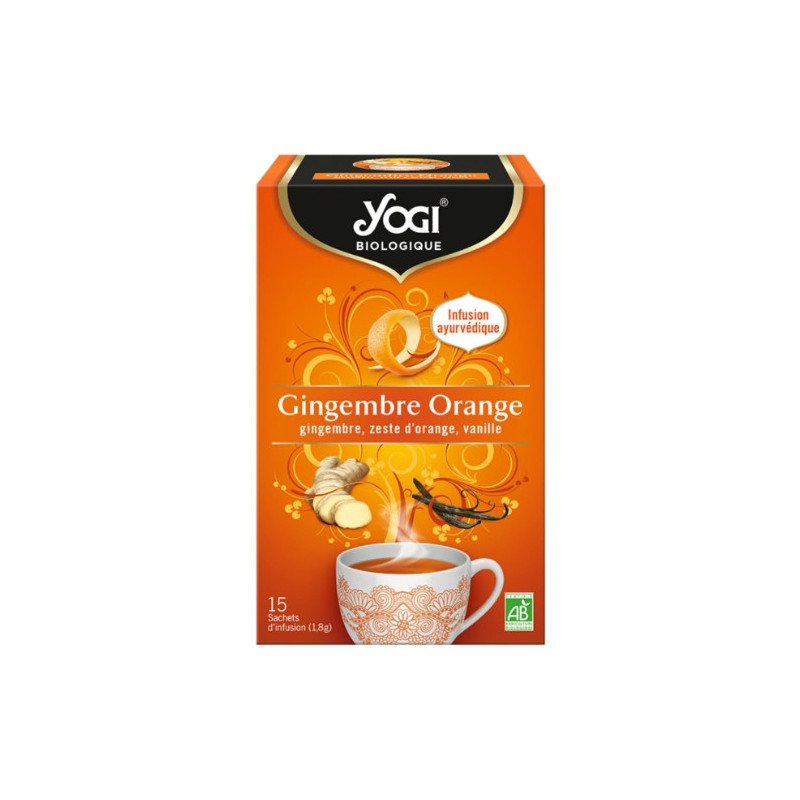 YOGI - Infusion Gingembre et Orange Infusion ayurvédique Bio - boite de 15 sachets - 27 g Sonico.fr