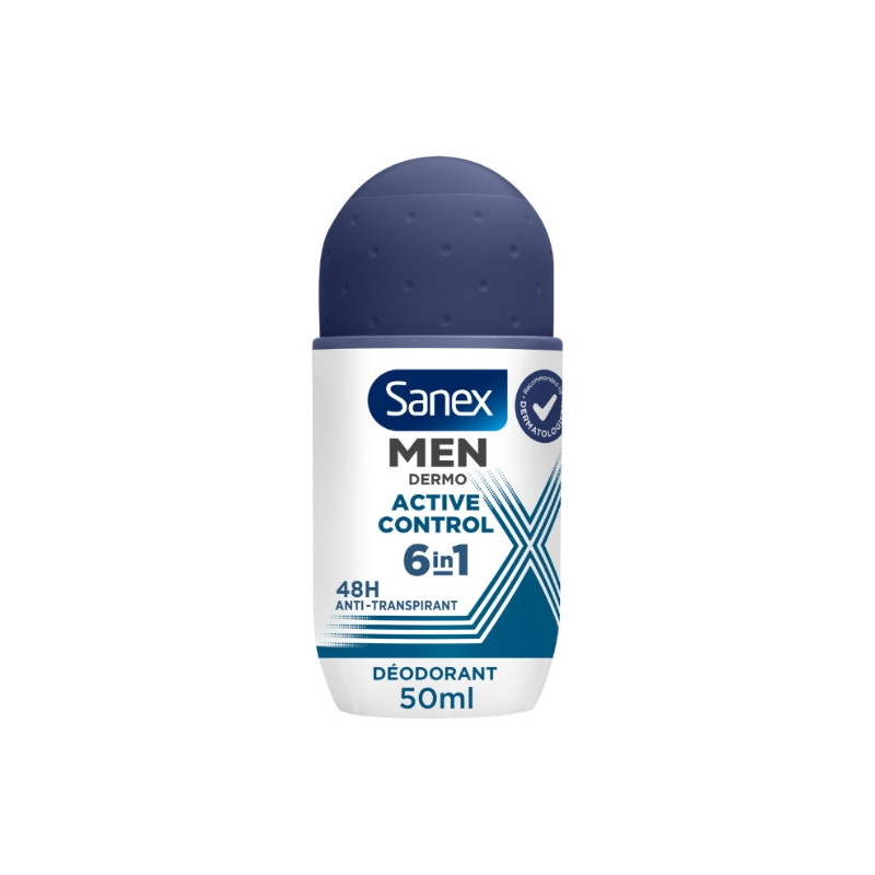 SANEX - Men Dermo Active Control anti-transpirant Déodorant 48H - roll-on de 50 ml Sonico.fr