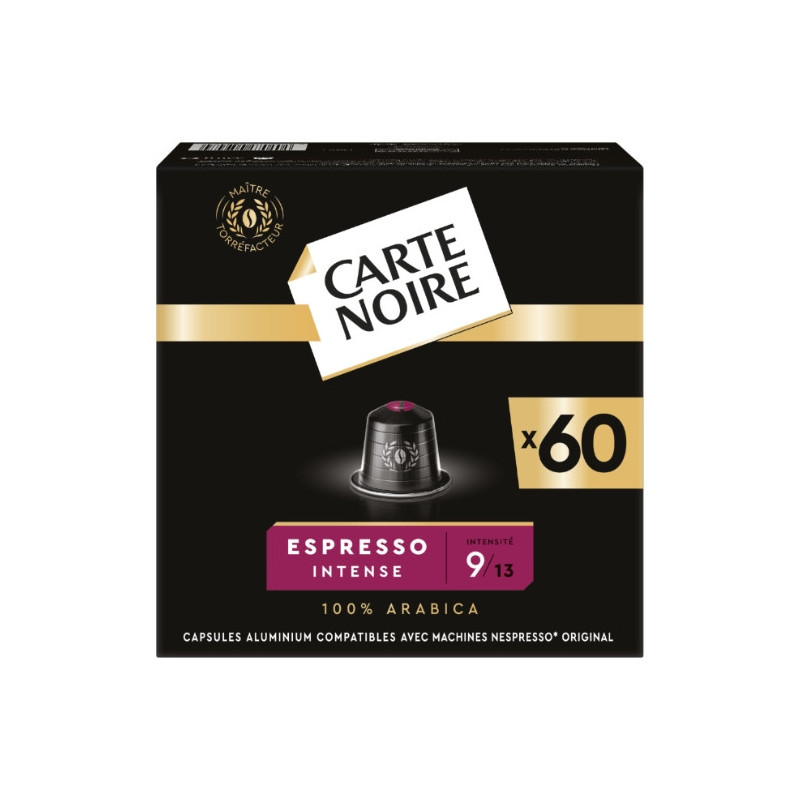 CARTE NOIRE - Café Espresso Intense N°9 Compatibles Nespresso - Paquet de 60 capsules Sonico.fr