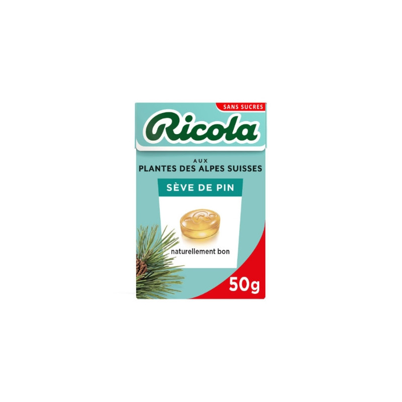 RICOLA - Sève de Pin Bonbons sans sucres - boite de 50 g Sonico.fr