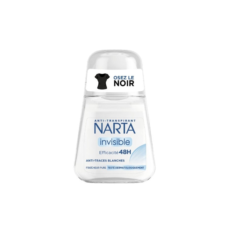 NARTA - Invisible Déodorant Anti Transpirant Femme 48h Anti-Traces Blanches - roll-on de 50 ml Sonico.fr