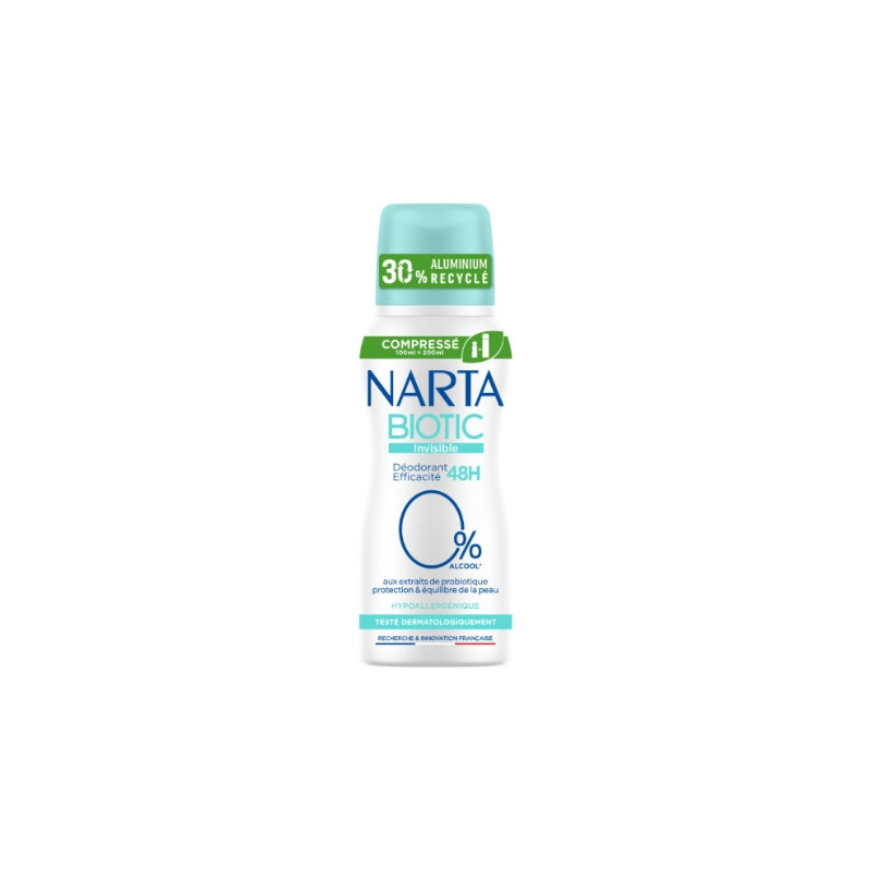 NARTA - Biotic Invisible 48h Deodorant Femme - spray de 100 ml Sonico.fr