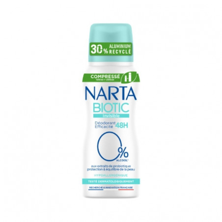NARTA - Biotic Invisible 48h Deodorant Femme - spray de 100 ml Sonico.fr