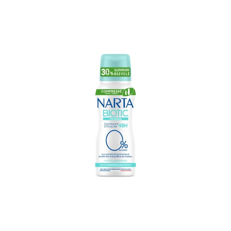 NARTA - Biotic Invisible 48h Deodorant Femme - spray de 100 ml Sonico.fr