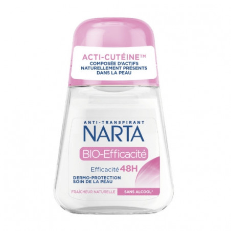 NARTA - Bio-Efficacité Acti-Cutéine Déodorant Anti Transpirant Femme 48h - roll-on de 50 ml Sonico.fr