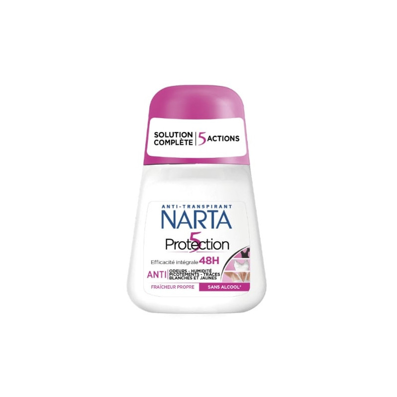 NARTA -Protection 5 Déodorant Anti Transpirant Femme 48h - roll-on de 50 ml Sonico.fr