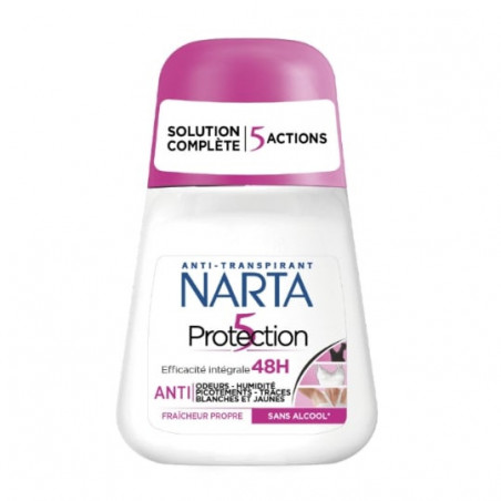 NARTA -Protection 5 Déodorant Anti Transpirant Femme 48h - roll-on de 50 ml Sonico.fr